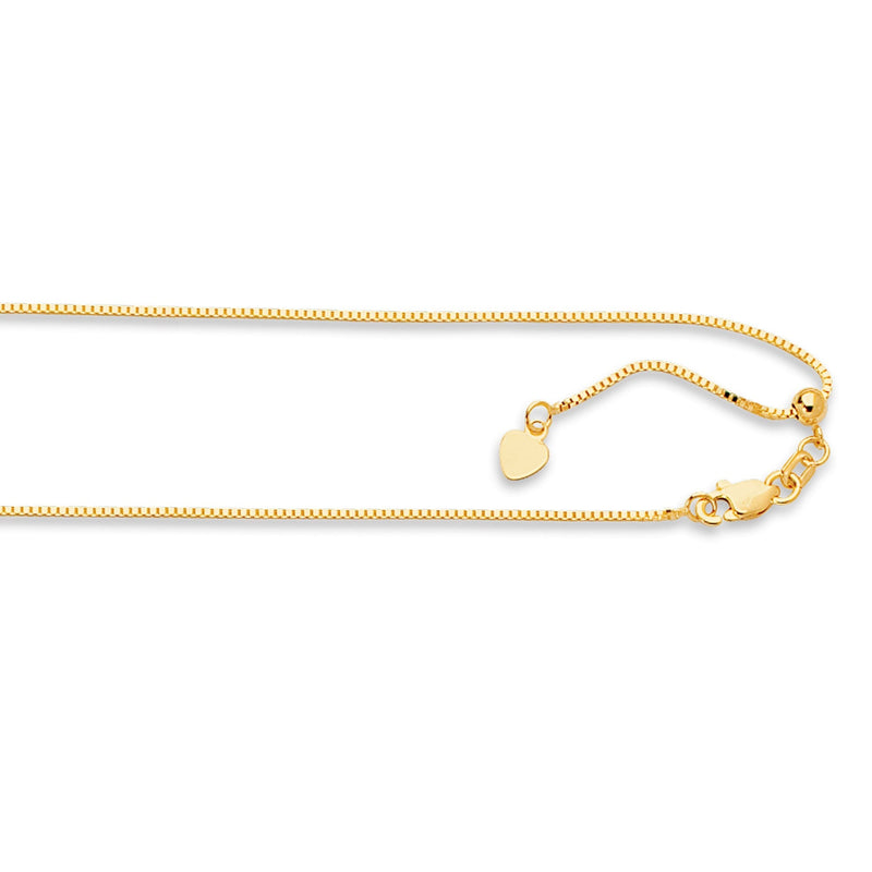 1.2MM Solid Adjustable Box Chain Real 14K Yellow Gold Up to 22" Necklaces - DailySale