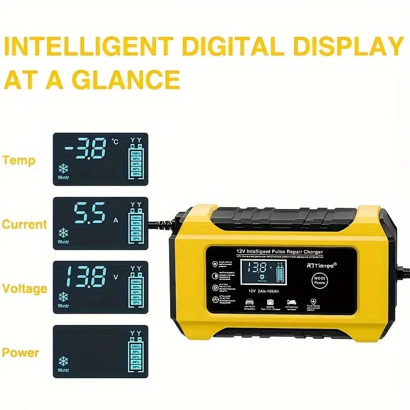 12V Intelligent Pulse Repair Smart Battery Charger Automotive - DailySale