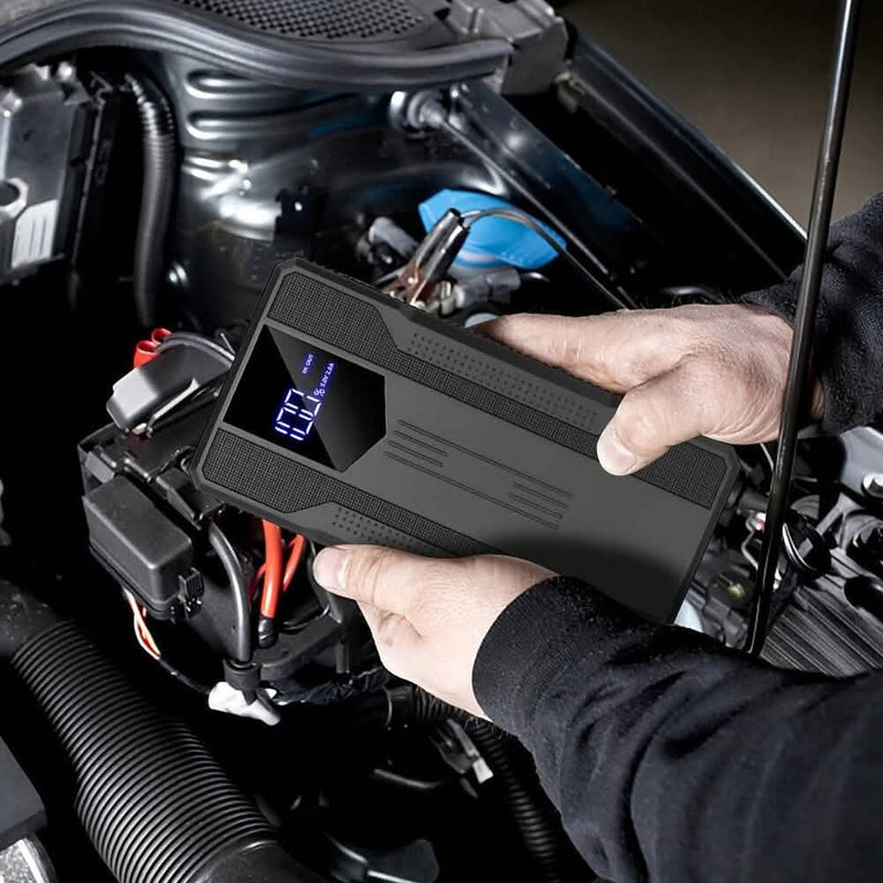 12V Ultra-Portable Car Battery Jump Starter with Advanced Smart Clip & Intuitive LCD Display - High-Voltage Power Bank for Rapid On-The-Go Charging Automotive - DailySale