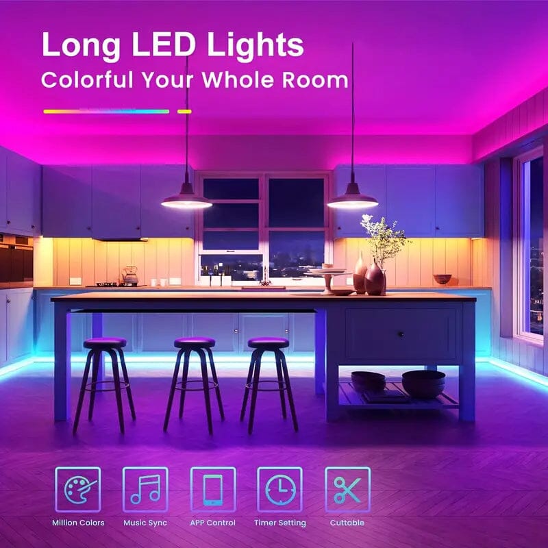 130 Ft. RGB 24V Led Strip Lights with App Controlled Remote String & Fairy Lights - DailySale