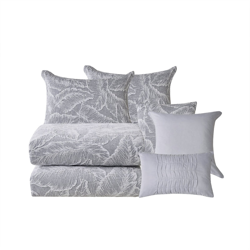 7 Piece Gray Chenille Jacquard Comforter Set