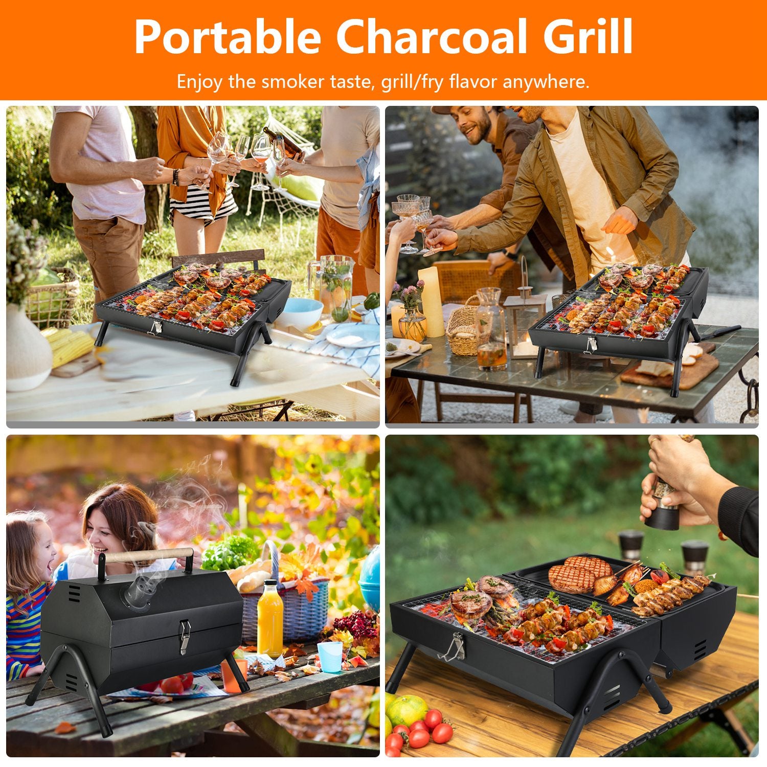 Portable Charcoal Two Sides Folding BBQ Grill