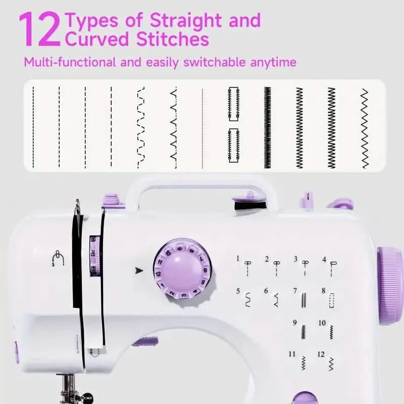 Pro Portable Electric Sewing Machine – 12 Stitches, Adjustable Speed, Multifunctional