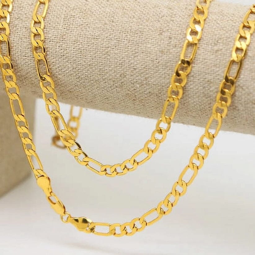 14K 24" Gold Filled Figaro Chain Necklaces - DailySale