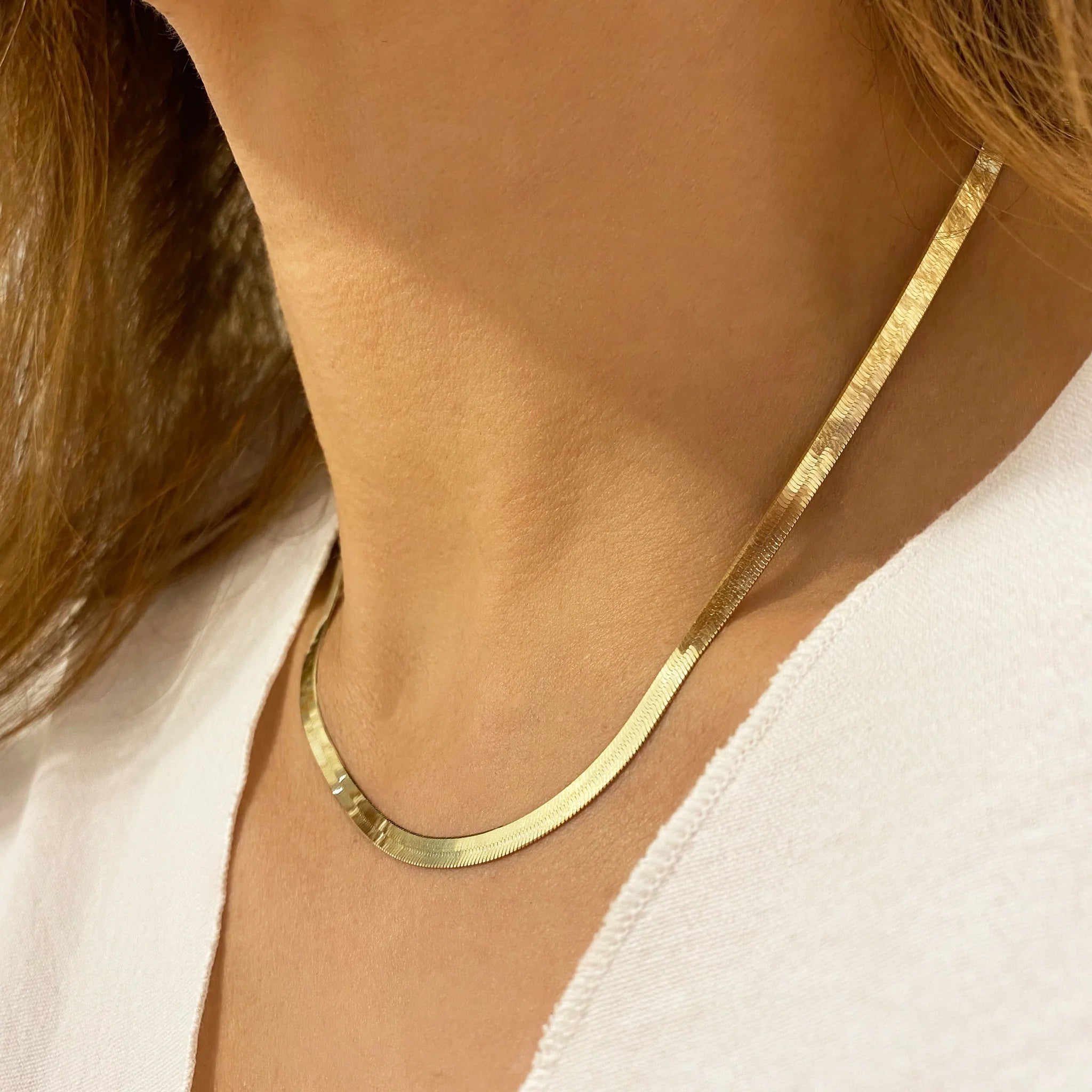 14K Flat Snake Choker Necklace 16" Necklaces - DailySale