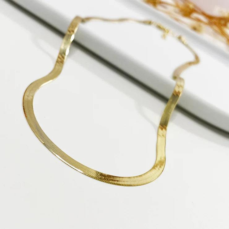 14K Flat Snake Choker Necklace 16" Necklaces - DailySale