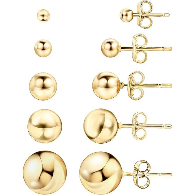 14k Gold Ball Stud Earrings, High Polish Finish Ball Studs Earrings - DailySale