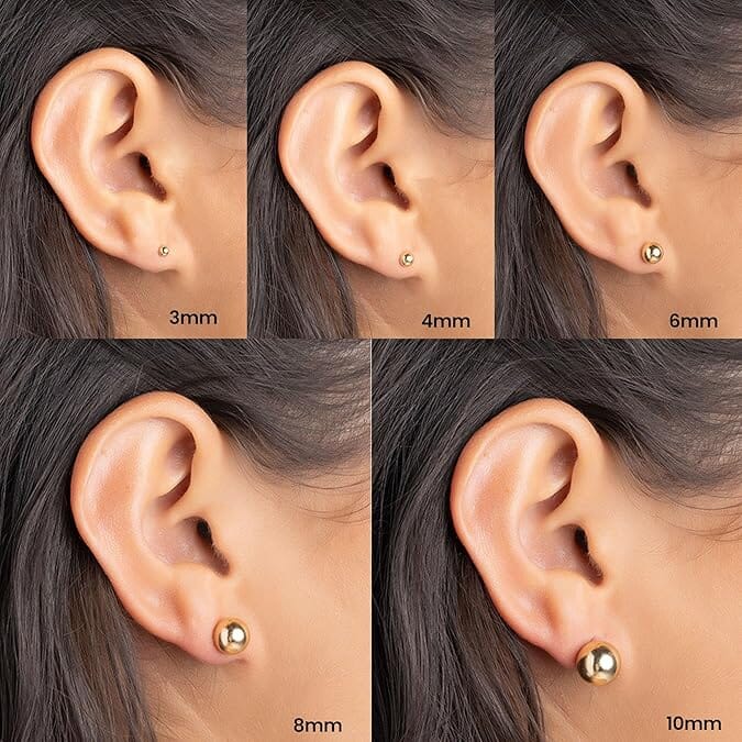 14k Gold Ball Stud Earrings, High Polish Finish Ball Studs Earrings - DailySale