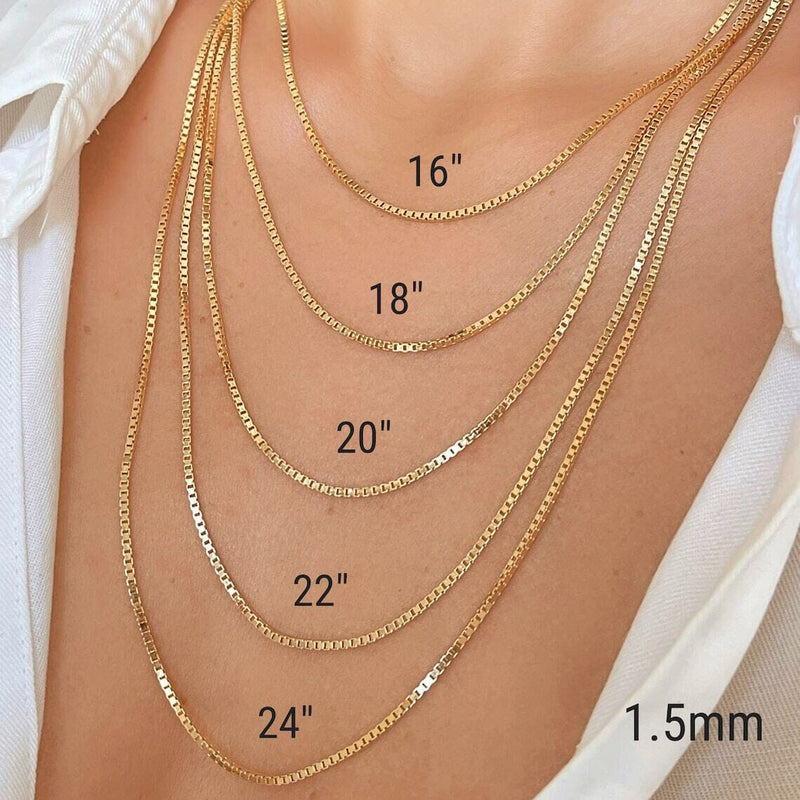 14K Gold Plated 925 Sterling Silver 1.5MM Box Chain Necklace Necklaces - DailySale