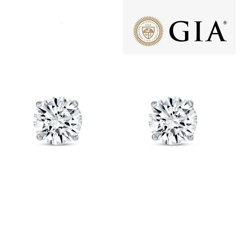 14K Solid White Gold 2.00ct Lab-Grown Round IGI Certified Diamond Stud Earrings Earrings - DailySale