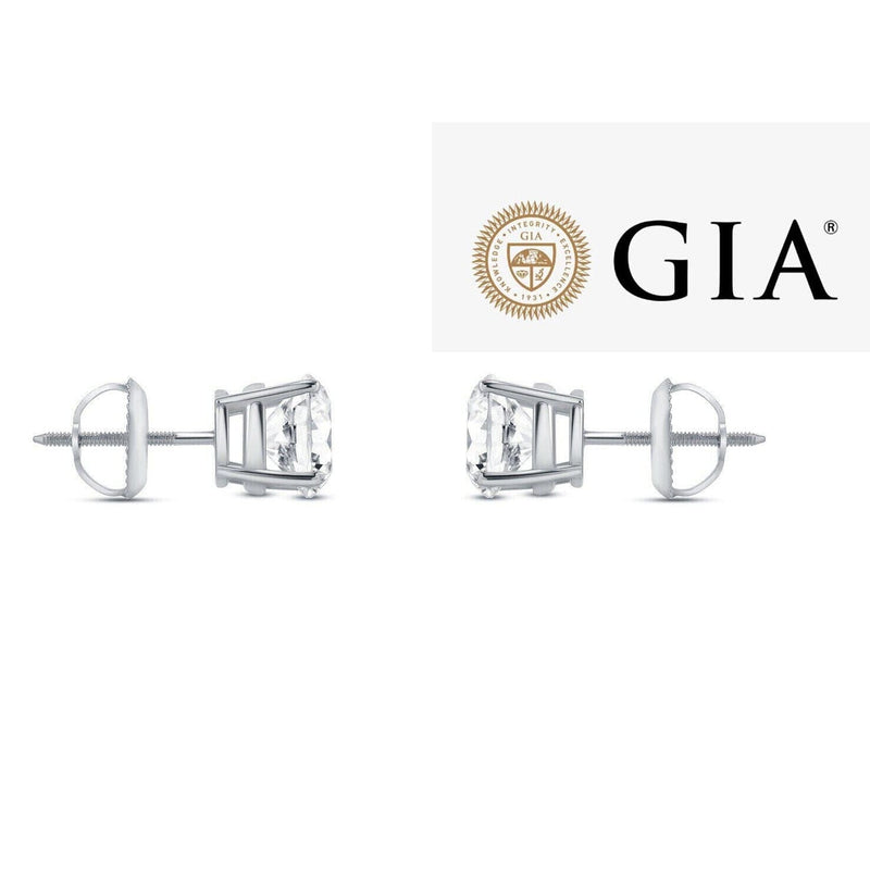 14K Solid White Gold 2.00ct Lab-Grown Round IGI Certified Diamond Stud Earrings Earrings - DailySale