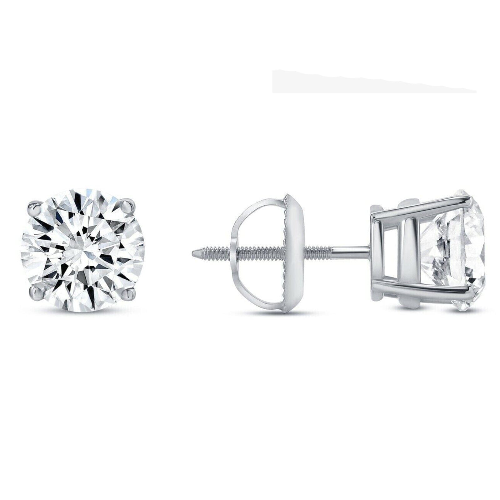 14K Solid White Gold 2.00ct Lab-Grown Round IGI Certified Diamond Stud Earrings Earrings - DailySale