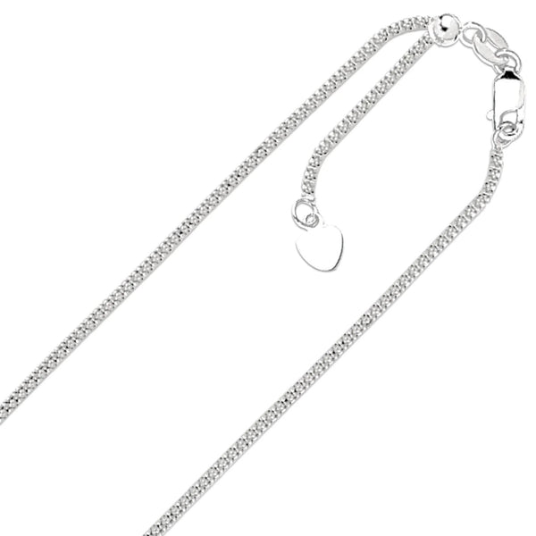 14k White Gold 1.00mm Solid Adjustable Popcorn Chain Up To 22" Necklaces - DailySale