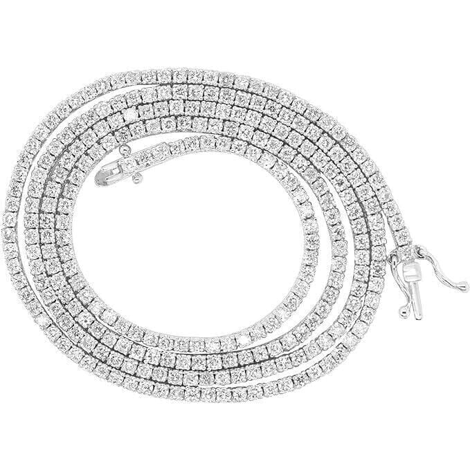 14k White Gold 4.20 Ct.T.W. Earth Mined Real Diamond Pretty Tennis Necklace 16" Necklaces - DailySale