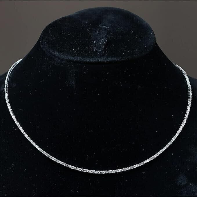 14k White Gold 4.20 Ct.T.W. Earth Mined Real Diamond Pretty Tennis Necklace 16" Necklaces - DailySale