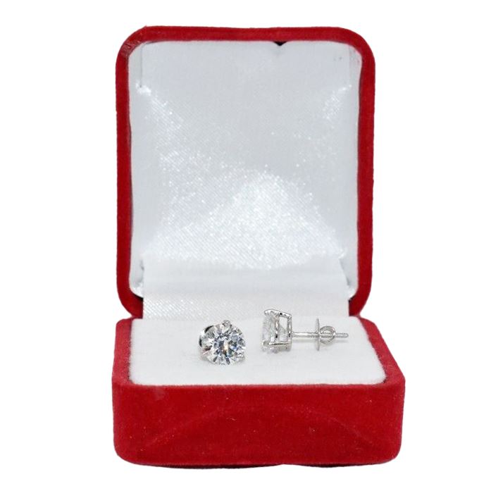 14K White Gold Studs IGI Certified Diamond Earrings Round 1.80 Ct Lab Grown Earrings - DailySale