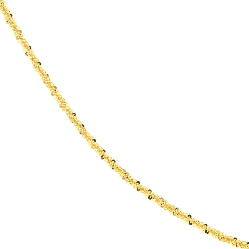 14K Yellow Gold 1.2mm Solid Margarita Sparkle Twisted Rock Chain Necklaces - DailySale
