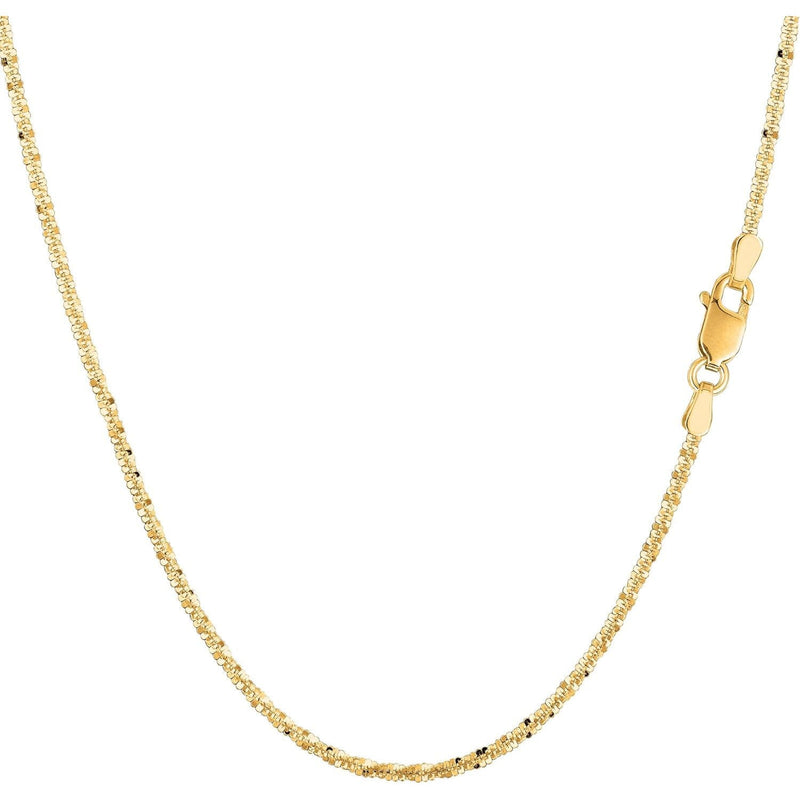 14K Yellow Gold 1.2mm Solid Margarita Sparkle Twisted Rock Chain Necklaces - DailySale