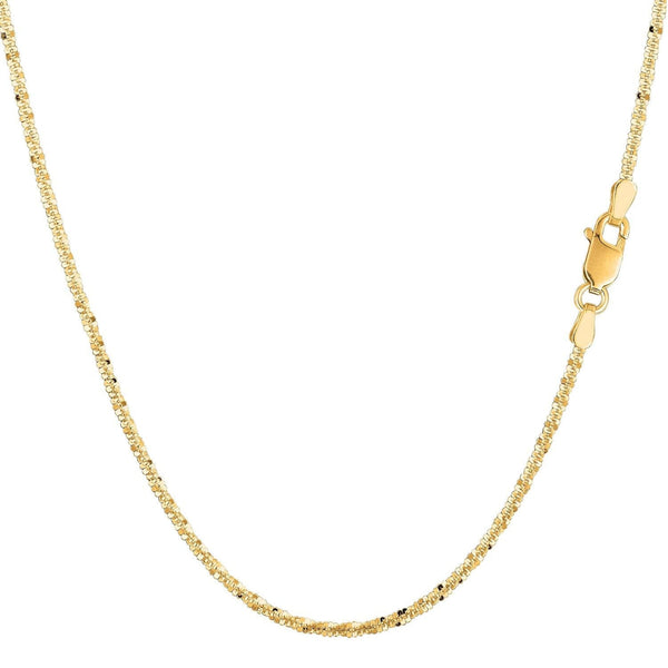 14K Yellow Gold 1.5mm Solid Margarita Sparkle Twisted Rock Chain Necklaces 10" - DailySale