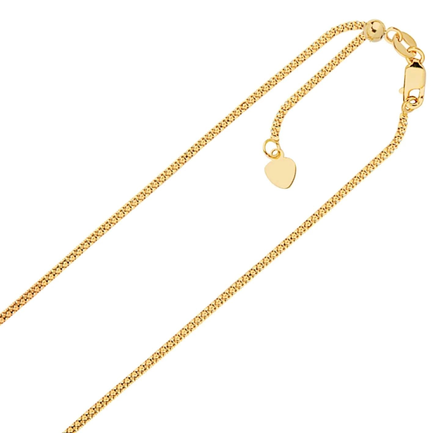 14K Yellow Gold 1MM Solid Adjustable Up to 22" Popcorn Chain Necklace Necklaces - DailySale