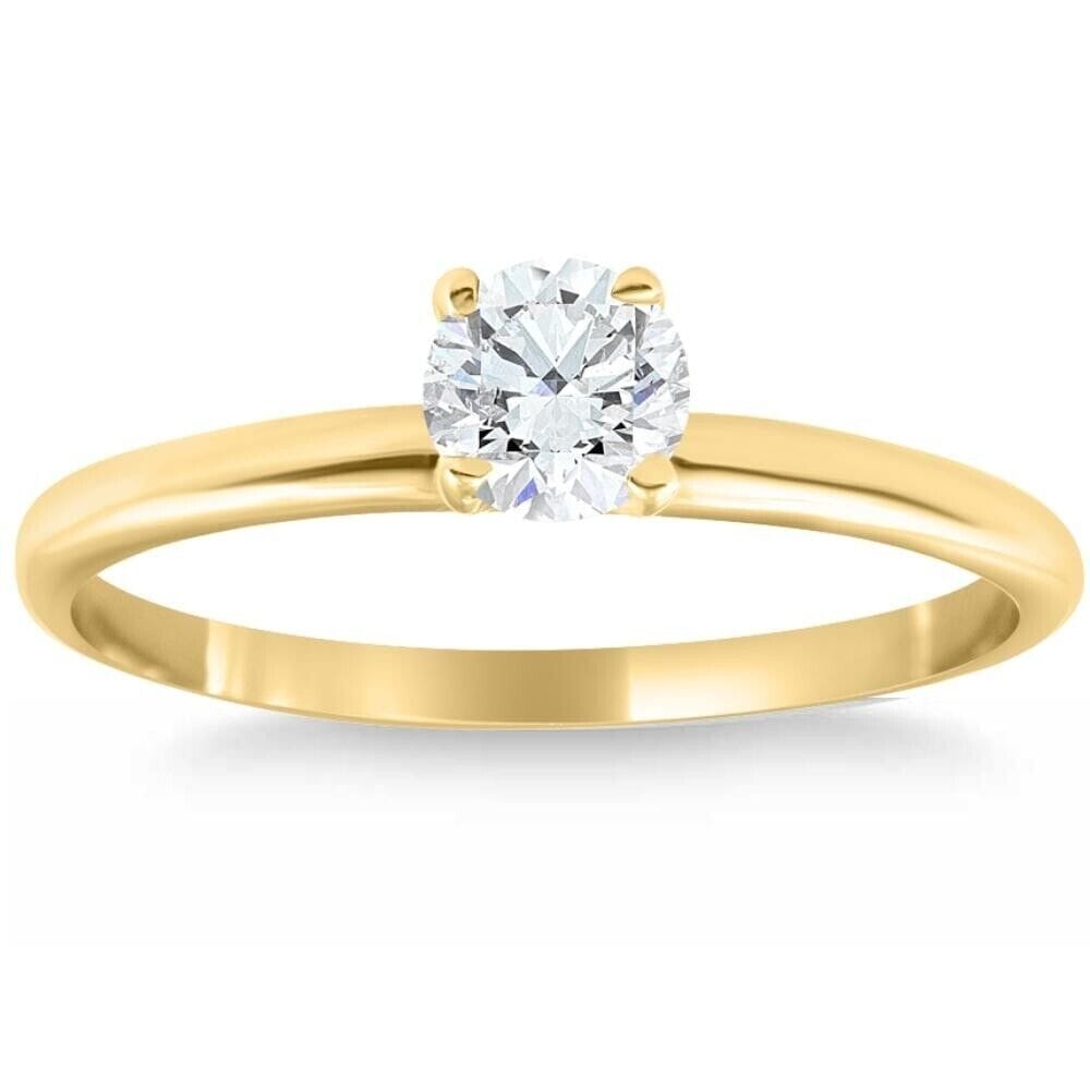 14k Yellow Gold 5/8Ct Round-Cut Solitaire Diamond Engagement Ring High Polished Rings 5 - DailySale