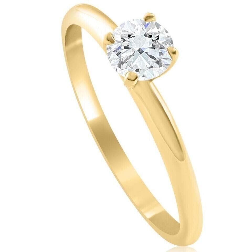 14k Yellow Gold 5/8Ct Round-Cut Solitaire Diamond Engagement Ring High Polished Rings - DailySale