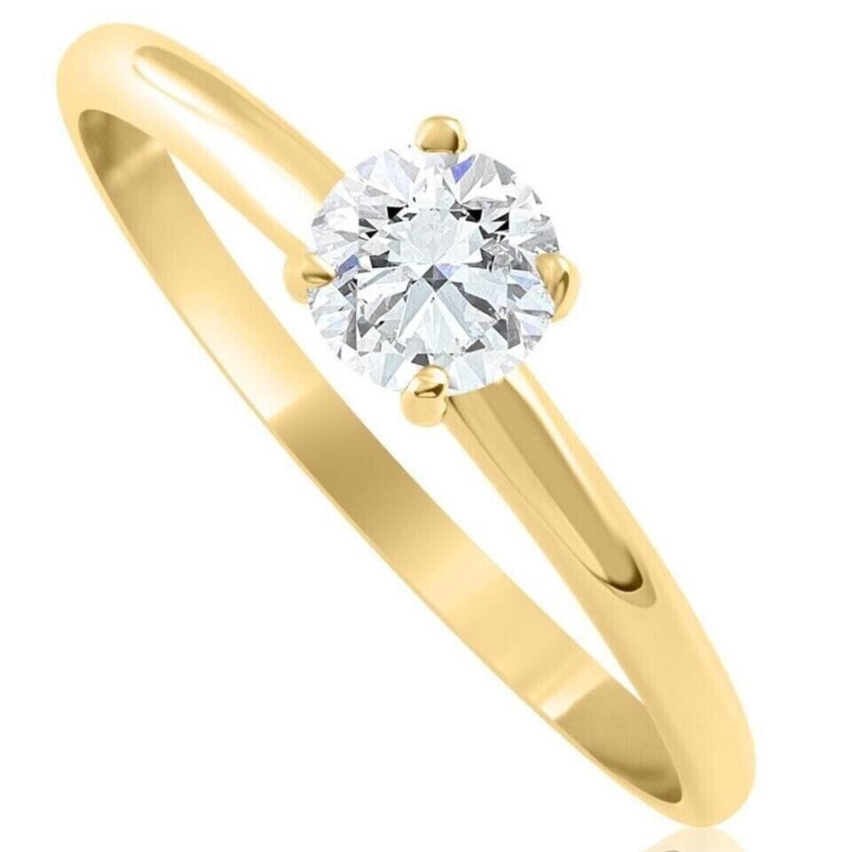 14k Yellow Gold 5/8Ct Round-Cut Solitaire Diamond Engagement Ring High Polished Rings - DailySale