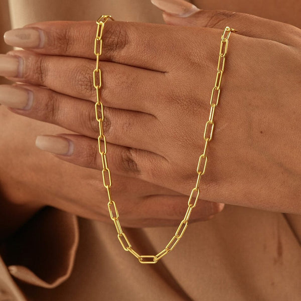 14k Yellow Gold Paper Clip Elongated Link Chain Necklaces - DailySale