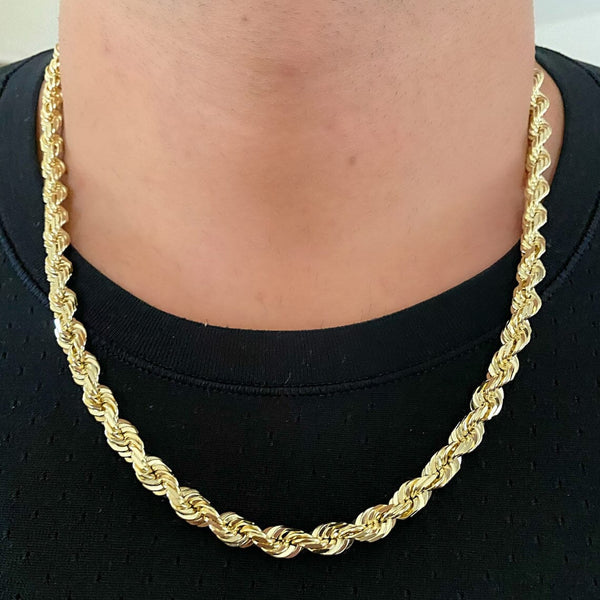 14K Yellow Gold Plated Over 925 Sterling Silver Rope Chain 8MM Men's Necklace Necklaces 18" - DailySale