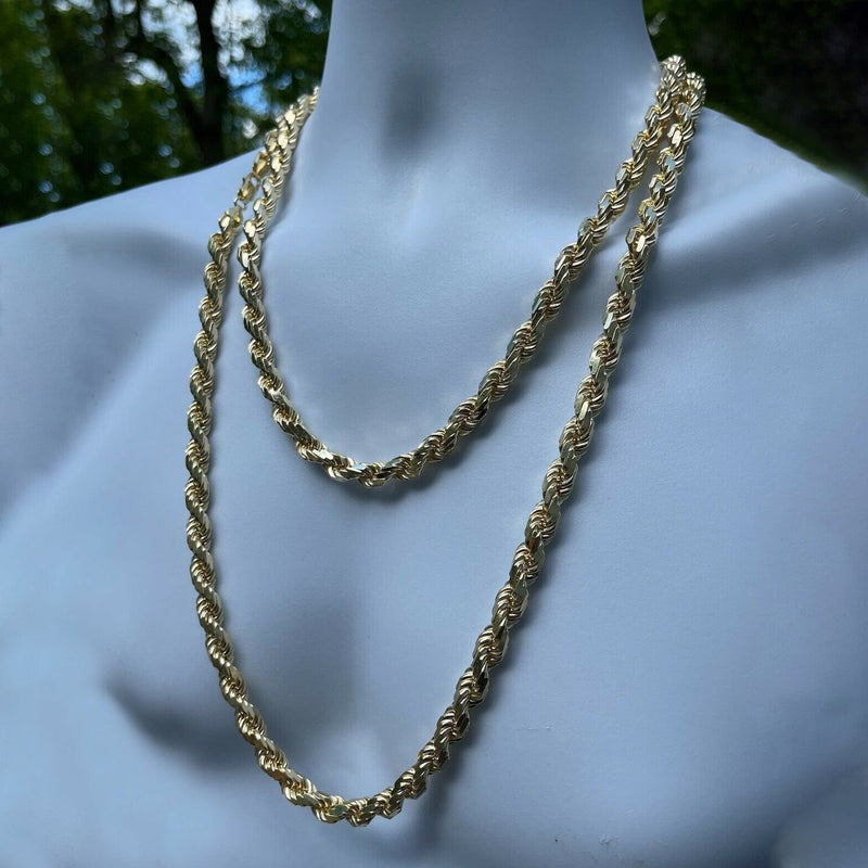 14K Yellow Gold Plated Over 925 Sterling Silver Rope Chain 8MM Men's Necklace Necklaces - DailySale