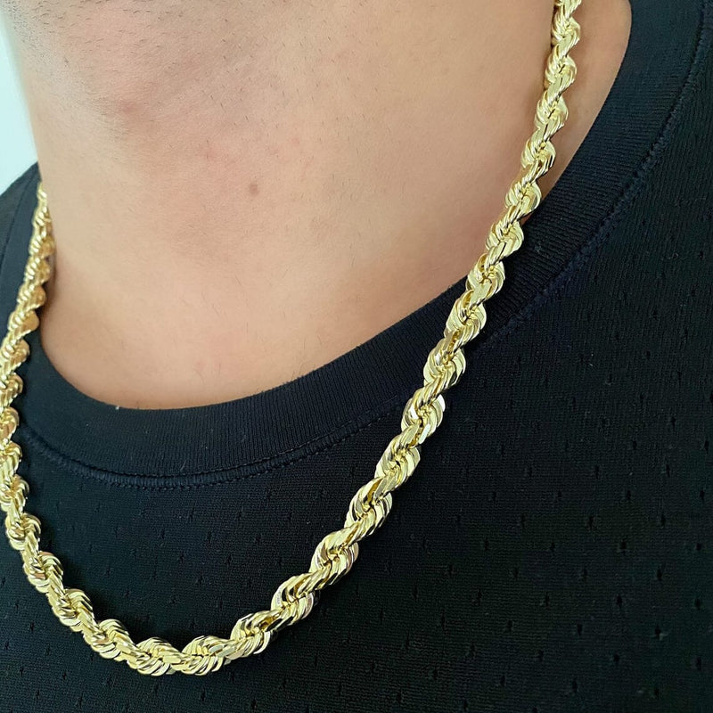 14K Yellow Gold Plated Over 925 Sterling Silver Rope Chain 8MM Men's Necklace Necklaces - DailySale