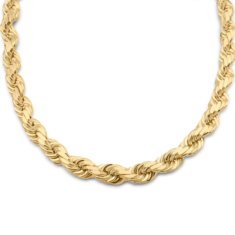 14k Yellow Gold Plated Over 925 Sterling Silver Rope Chain Mens Necklace 6.5mm Necklaces - DailySale