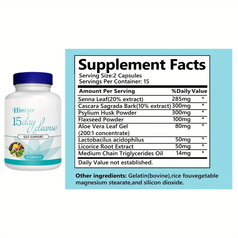 15 Day Cleanse - Probiotics, Potency Gut, Colon, Digestion Support Supplement Wellness - DailySale