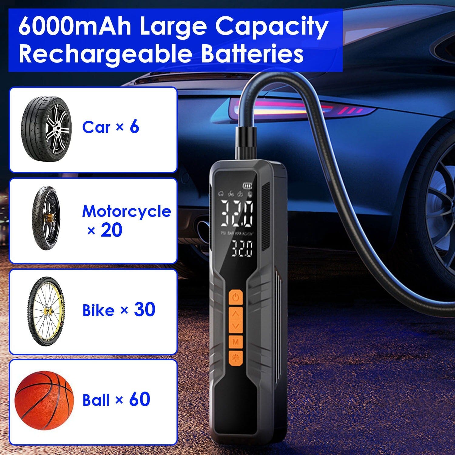 150 PSI Portable Tire Inflator Cordless Digital Air Compressor Automotive - DailySale