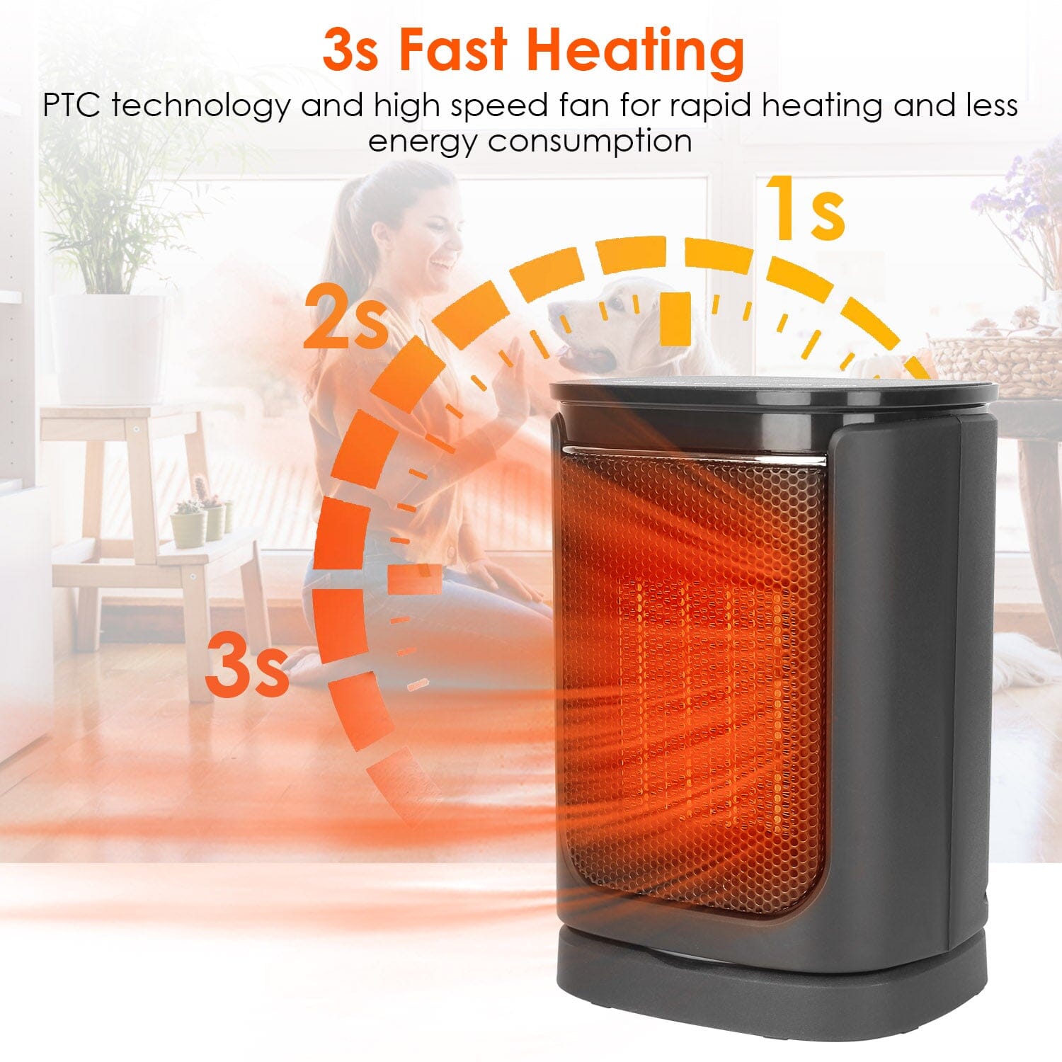 1500W Electric Space Heater Ceramic Heater Fan with 3 Modes Remote Control Digital Display Household Appliances - DailySale