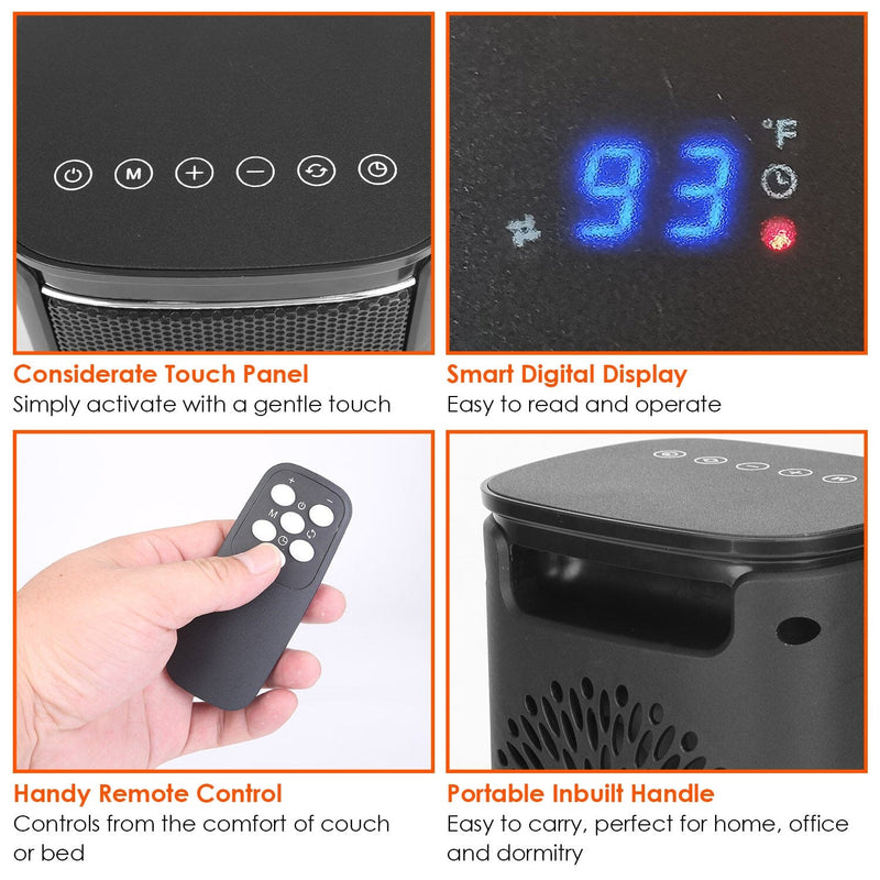 1500W Electric Space Heater Ceramic Heater Fan with 3 Modes Remote Control Digital Display Household Appliances - DailySale