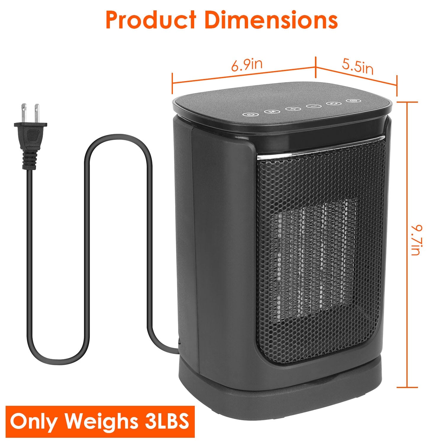 1500W Electric Space Heater Ceramic Heater Fan with 3 Modes Remote Control Digital Display Household Appliances - DailySale