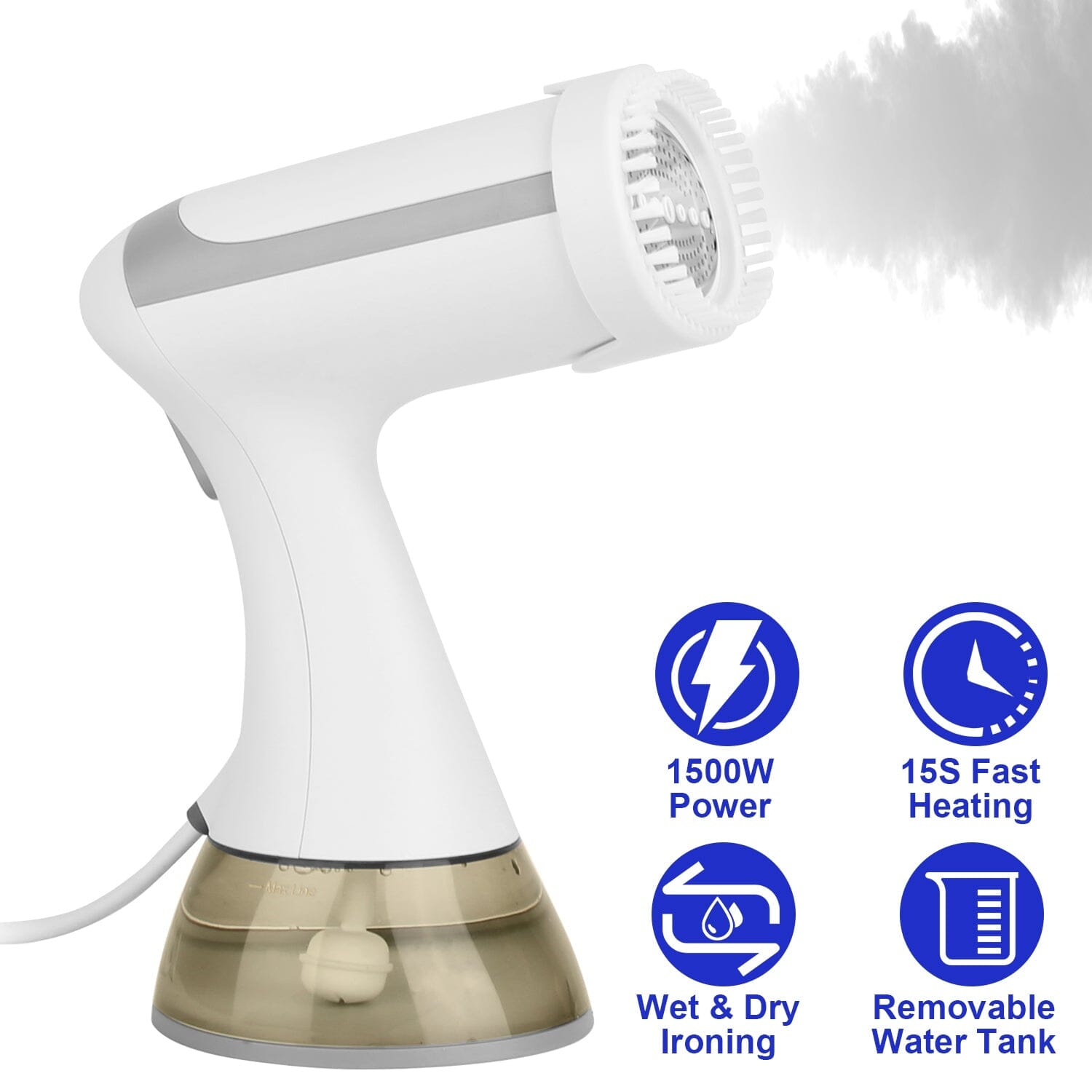 1500W Garment Steamer Portable Handheld Fabric Steamer with Lint Brush Removable 350ml Water Tank Household Appliances - DailySale