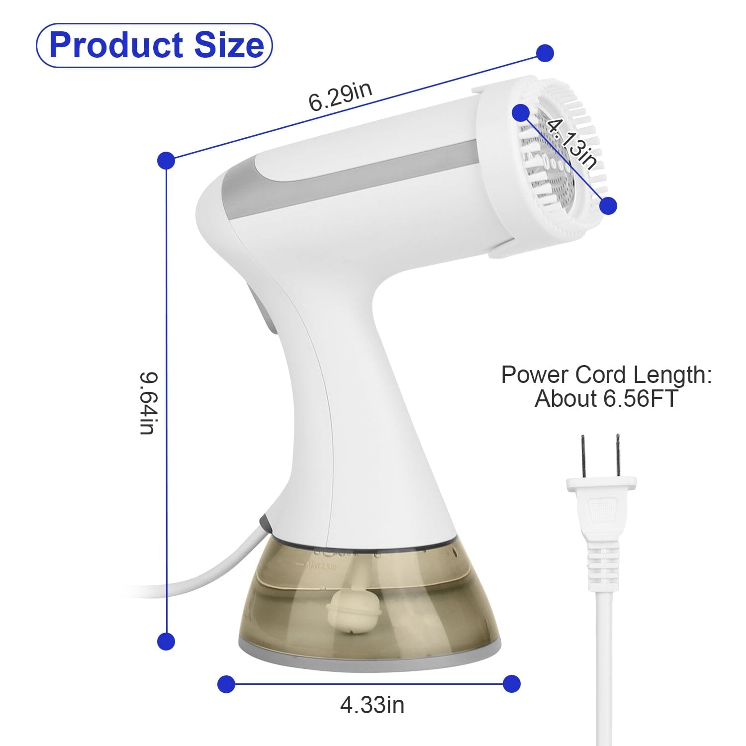 1500W Garment Steamer Portable Handheld Fabric Steamer with Lint Brush Removable 350ml Water Tank Household Appliances - DailySale