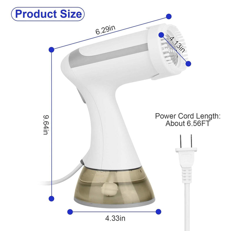 1500W Garment Steamer Portable Handheld Fabric Steamer with Lint Brush Removable 350ml Water Tank Household Appliances - DailySale