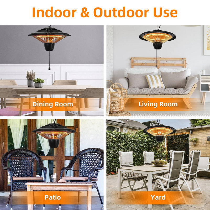 1500W Outdoor Hanging Patio Ultra-Quiet Electric Heating Lamp Garden & Patio - DailySale