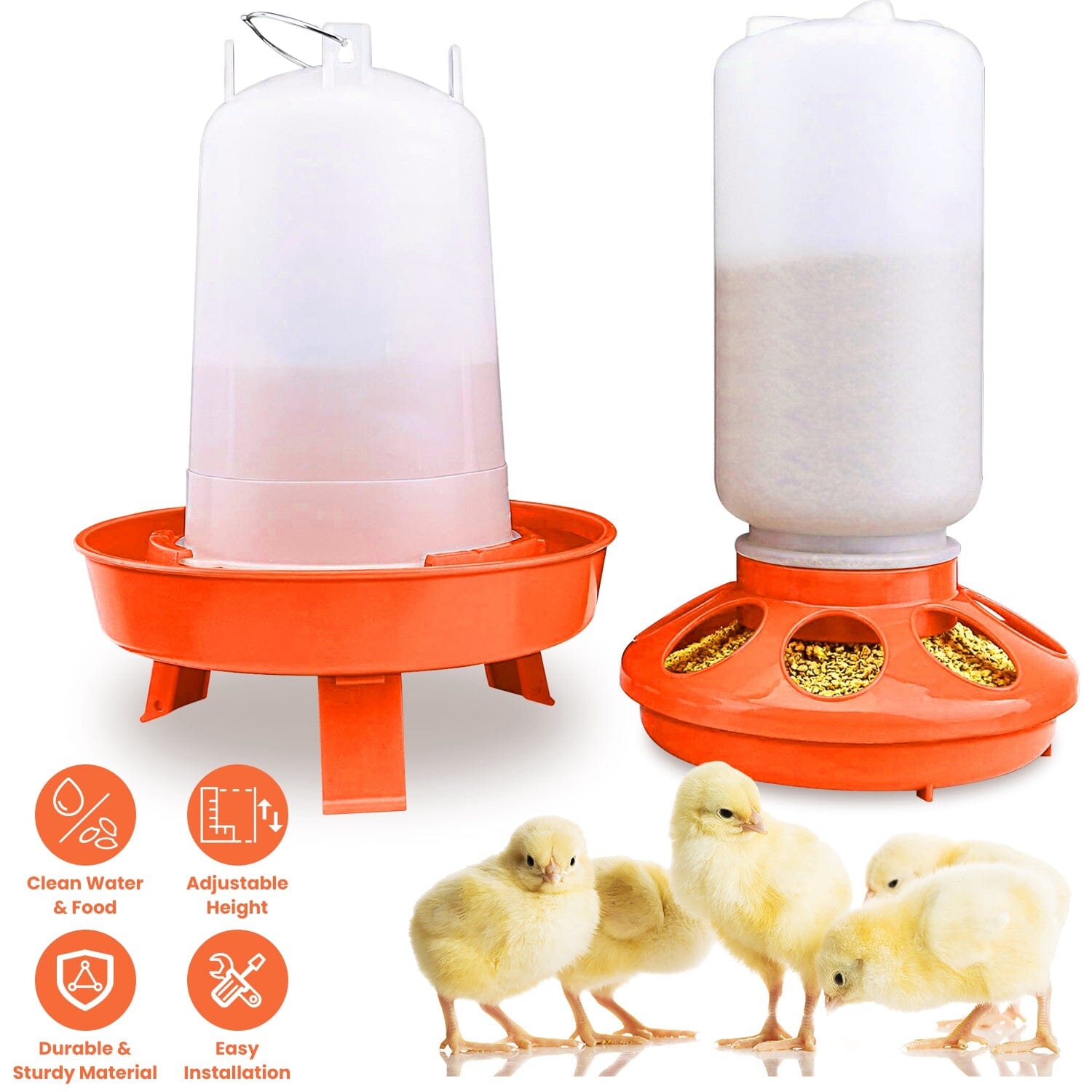 1.5L Chicken Feeder Adjustable Height Waterer Set Pet Supplies - DailySale