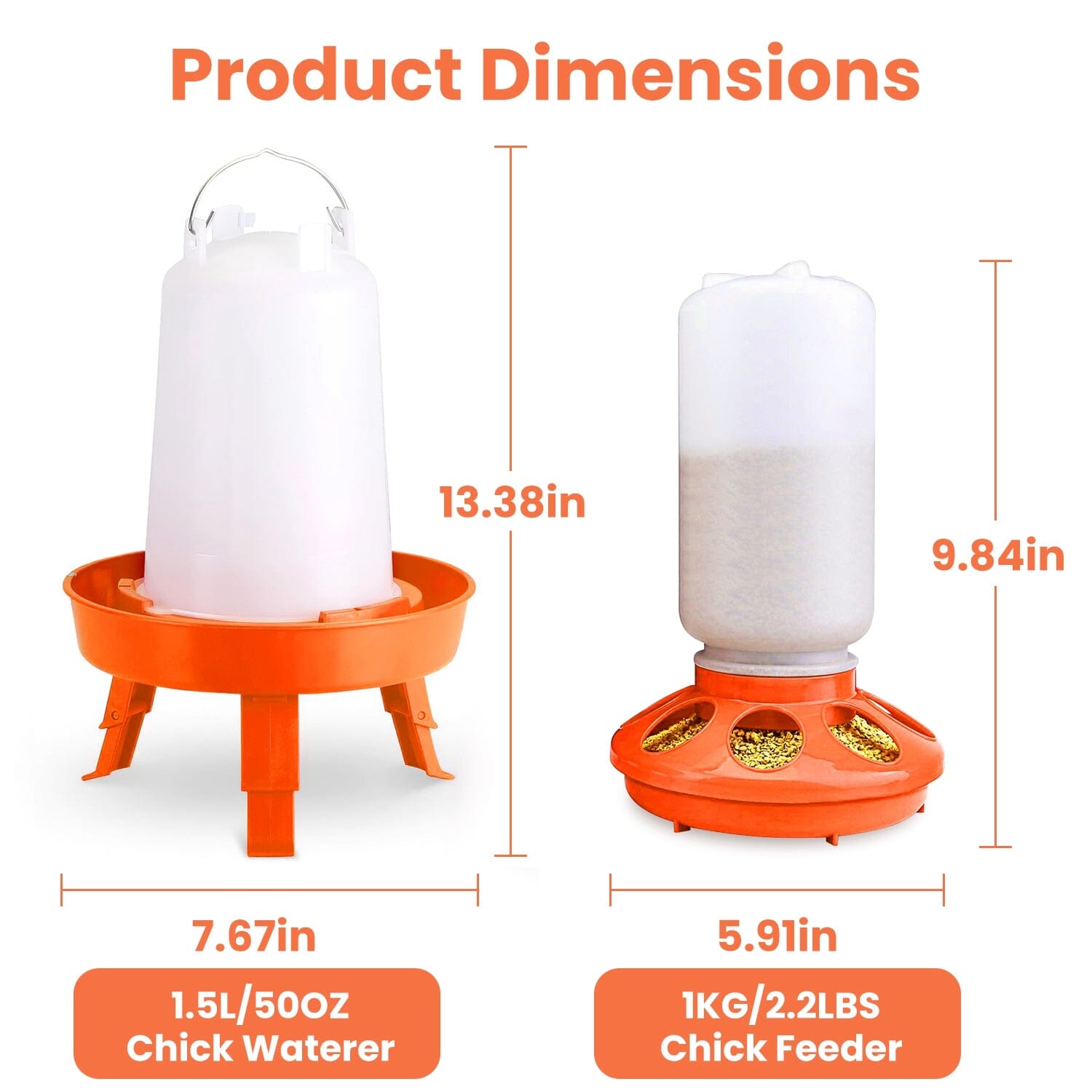 1.5L Chicken Feeder Adjustable Height Waterer Set Pet Supplies - DailySale