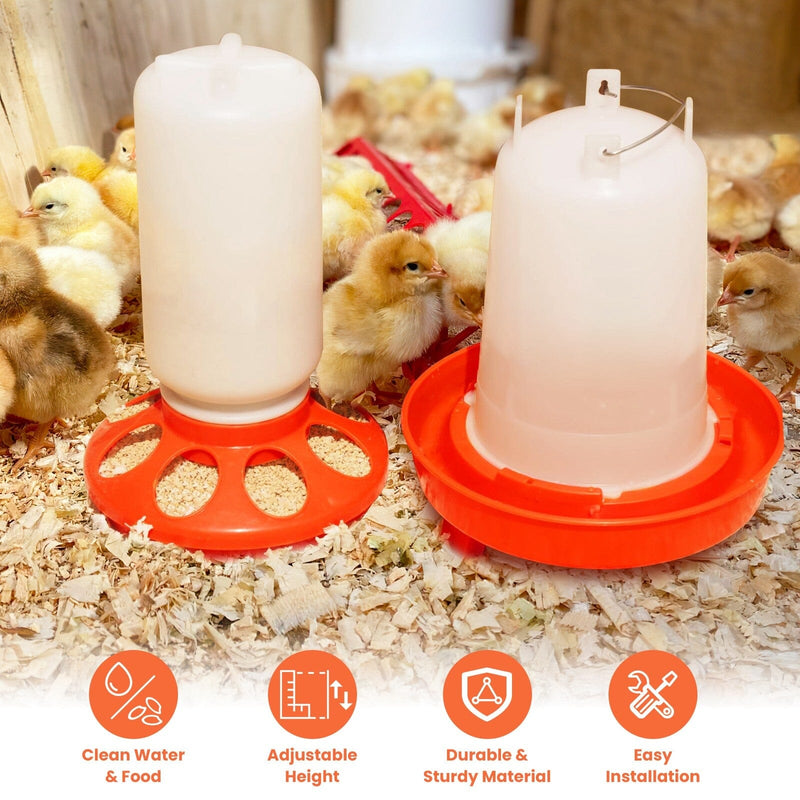 1.5L Chicken Feeder Adjustable Height Waterer Set Pet Supplies - DailySale