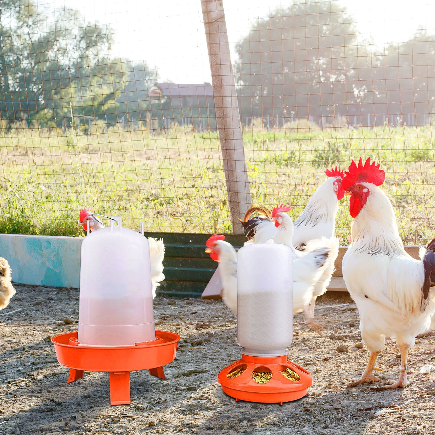 1.5L Chicken Feeder Adjustable Height Waterer Set Pet Supplies - DailySale