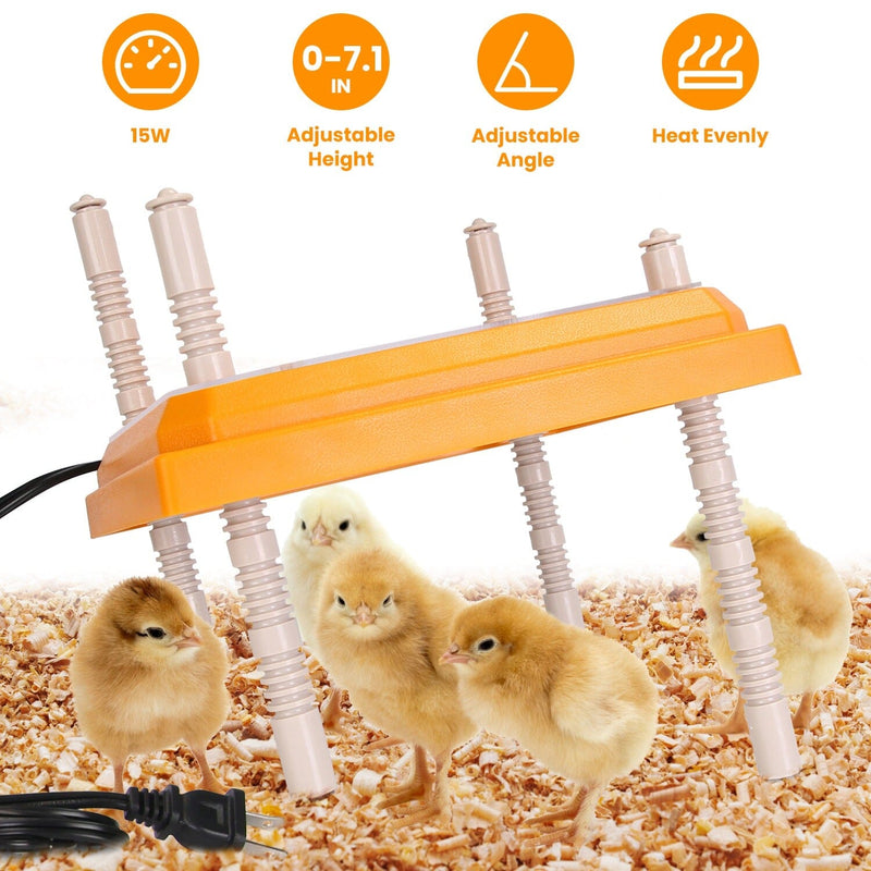 15W Chicken Brooder Heater with Adjustable Height Angle Max 131℉ Pet Supplies - DailySale