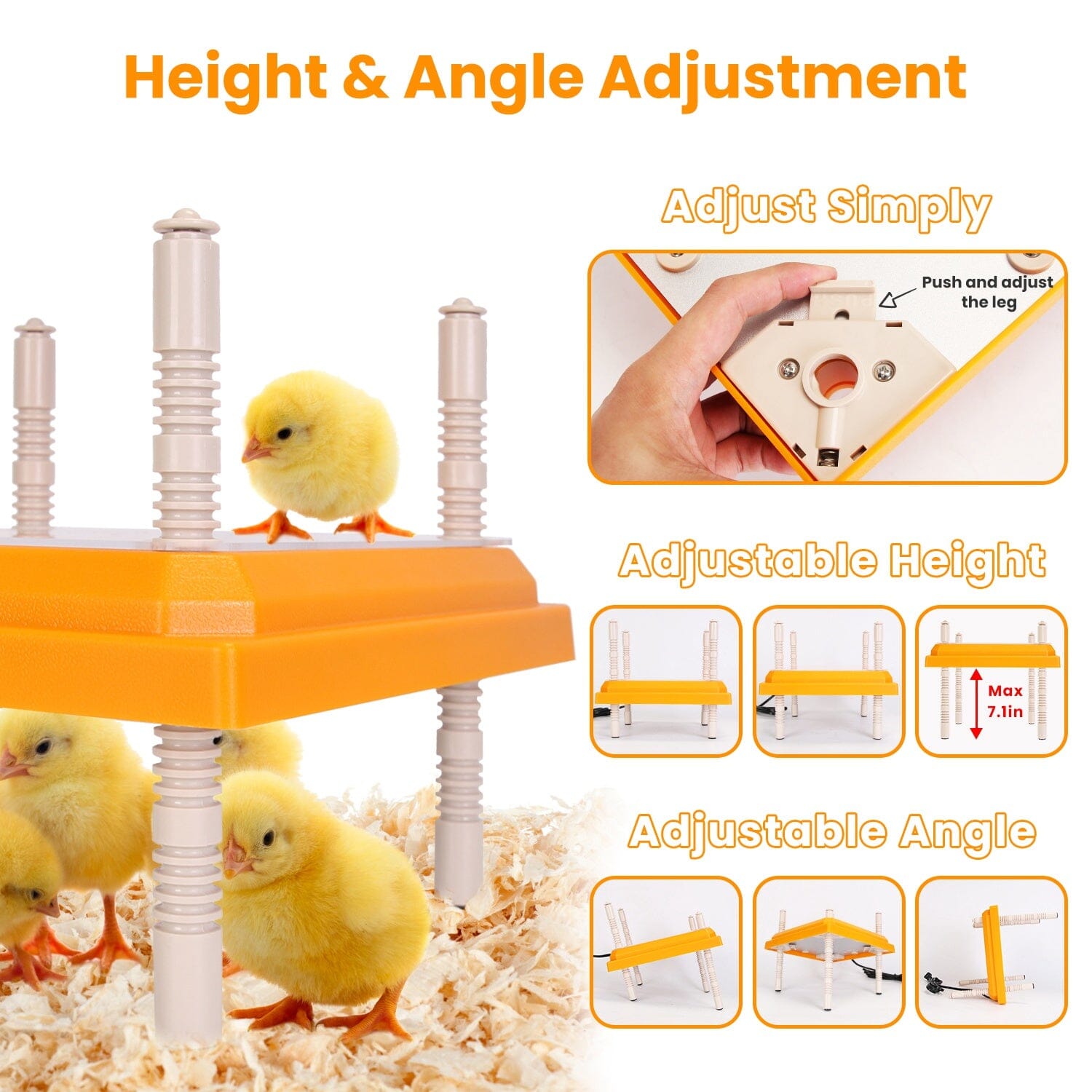 15W Chicken Brooder Heater with Adjustable Height Angle Max 131℉ Pet Supplies - DailySale