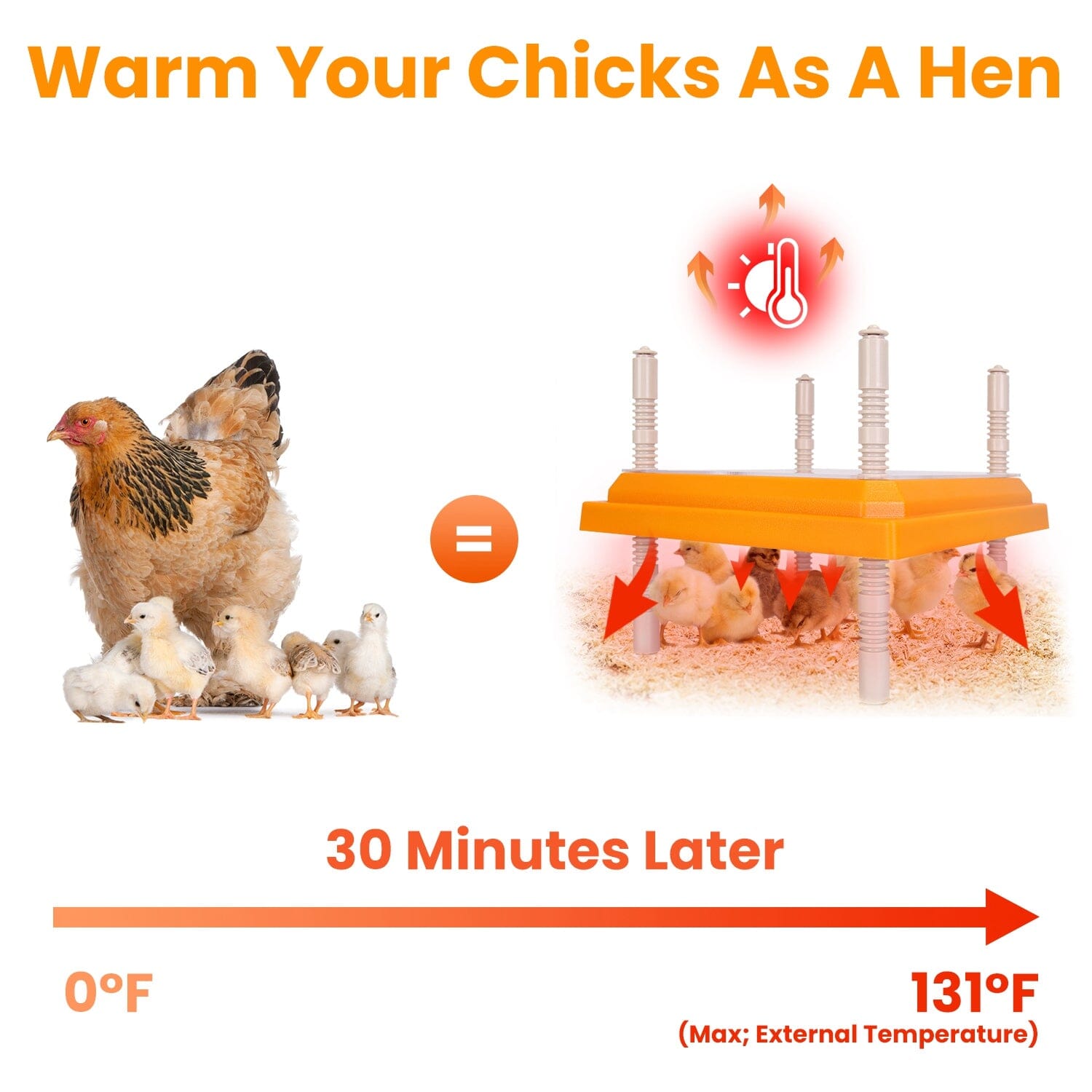 15W Chicken Brooder Heater with Adjustable Height Angle Max 131℉ Pet Supplies - DailySale