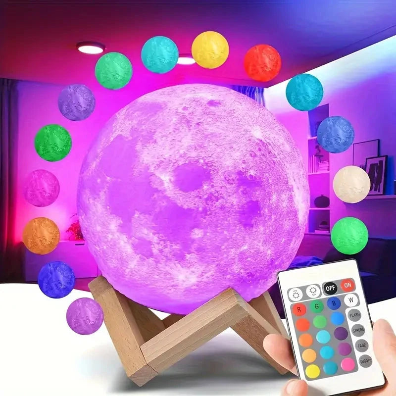 16 Colors Lunar Table Lamp with Remote Control, Creative Small Night Lamp Indoor Lighting - DailySale