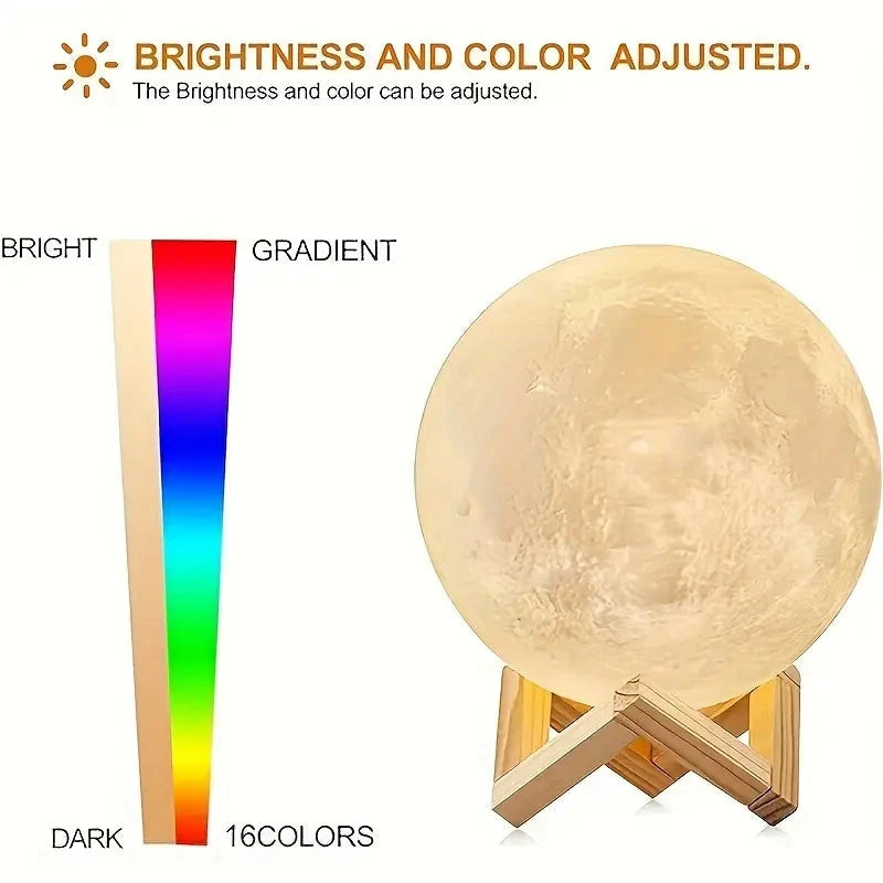 16 Colors Lunar Table Lamp with Remote Control, Creative Small Night Lamp Indoor Lighting - DailySale